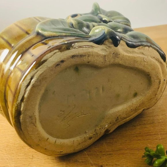 Majolica Elephant Planter Trunk Up MCM Heavy Good Luck - Picture 7 of 7